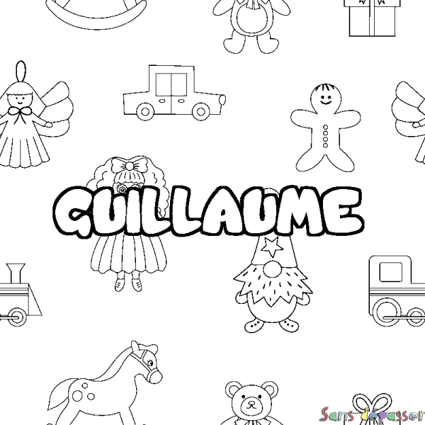 Coloriage prénom GUILLAUME - d&eacute;cor Jouets