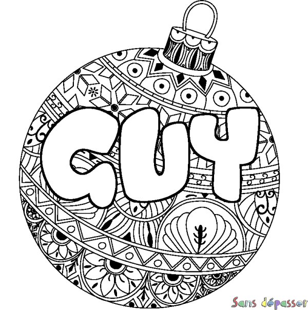 Coloriage prénom GUY - d&eacute;cor Boule de No&euml;l