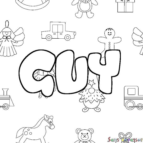 Coloriage prénom GUY - d&eacute;cor Jouets