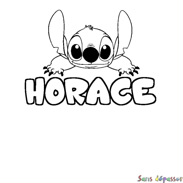 Coloriage prénom HORACE - d&eacute;cor Stitch