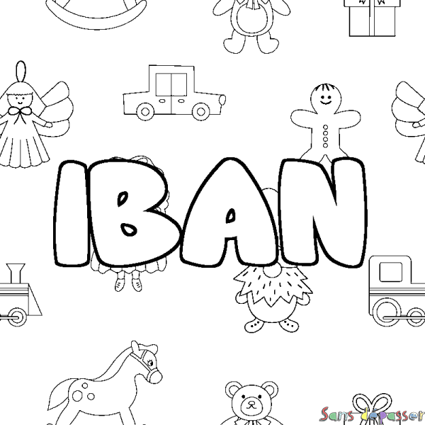 Coloriage prénom IBAN - d&eacute;cor Jouets