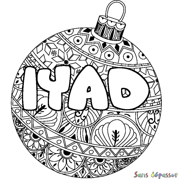 Coloriage prénom IYAD - d&eacute;cor Boule de No&euml;l