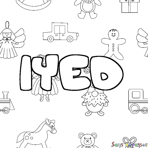 Coloriage prénom IYED - d&eacute;cor Jouets