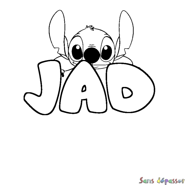 Coloriage prénom JAD - d&eacute;cor Stitch