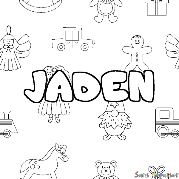 Coloriage prénom JADEN - d&eacute;cor Jouets