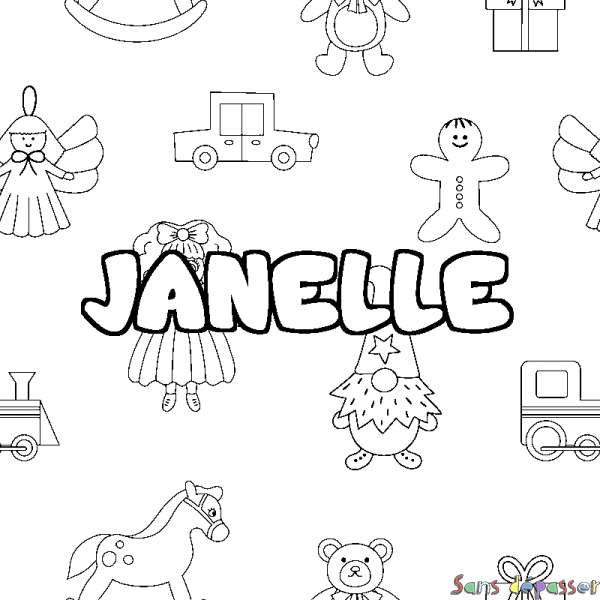 Coloriage prénom JANELLE - d&eacute;cor Jouets