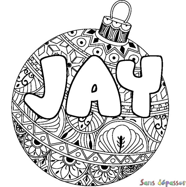 Coloriage prénom JAY - d&eacute;cor Boule de No&euml;l