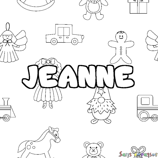 Coloriage prénom JEANNE - d&eacute;cor Jouets