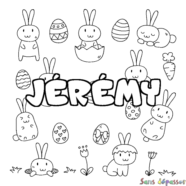 Coloriage prénom J&Eacute;R&Eacute;MY - d&eacute;cor Paques