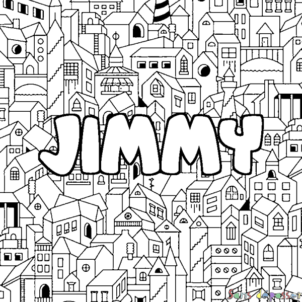 Coloriage prénom JIMMY - d&eacute;cor Ville