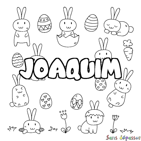 Coloriage prénom JOAQUIM - d&eacute;cor Paques