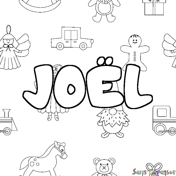 Coloriage prénom JO&Euml;L - d&eacute;cor Jouets