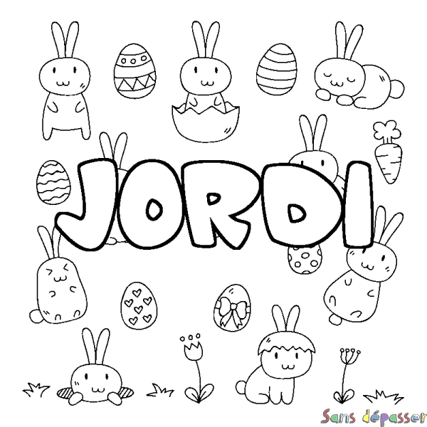 Coloriage prénom JORDI - d&eacute;cor Paques