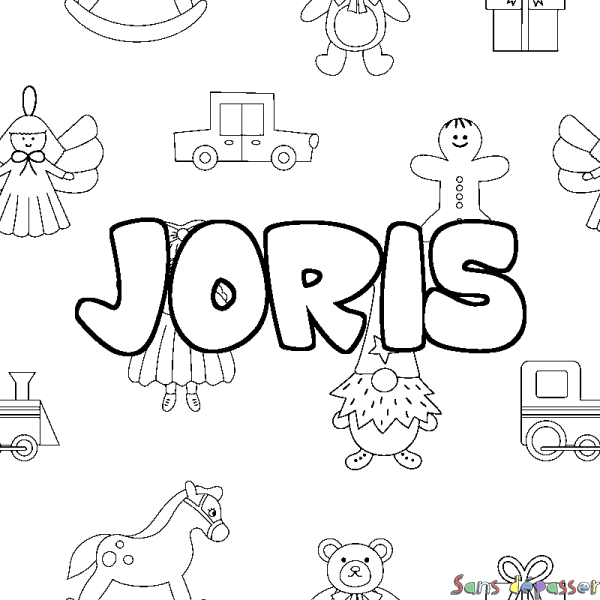 Coloriage prénom JORIS - d&eacute;cor Jouets