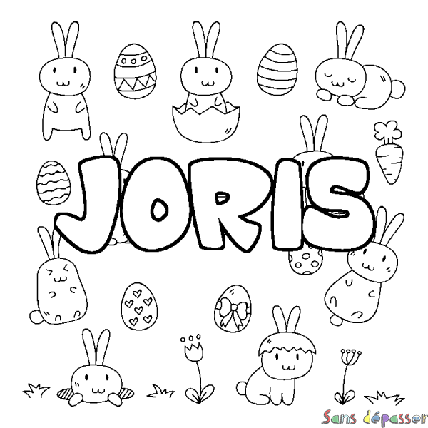 Coloriage prénom JORIS - d&eacute;cor Paques