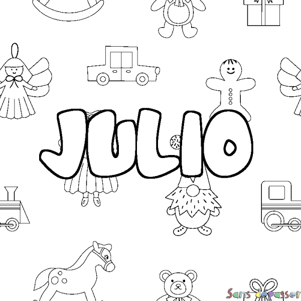 Coloriage prénom JULIO - d&eacute;cor Jouets