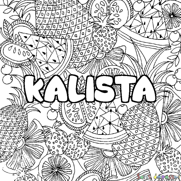 Coloriage prénom KALISTA - d&eacute;cor Mandala fruits