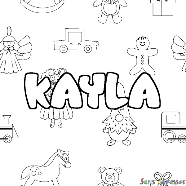 Coloriage prénom KAYLA - d&eacute;cor Jouets