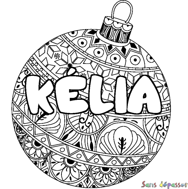 Coloriage prénom K&Eacute;LIA - d&eacute;cor Boule de No&euml;l