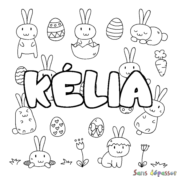 Coloriage prénom K&Eacute;LIA - d&eacute;cor Paques