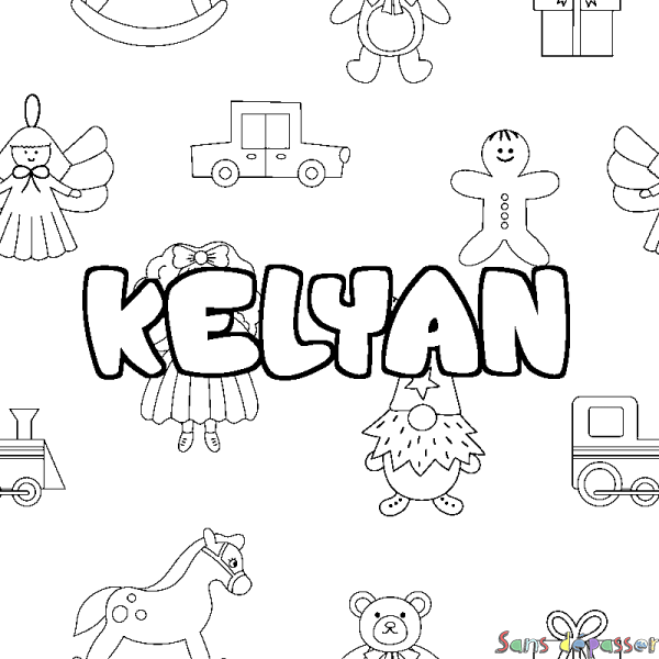 Coloriage prénom KELYAN - d&eacute;cor Jouets