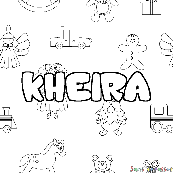 Coloriage prénom KHEIRA - d&eacute;cor Jouets