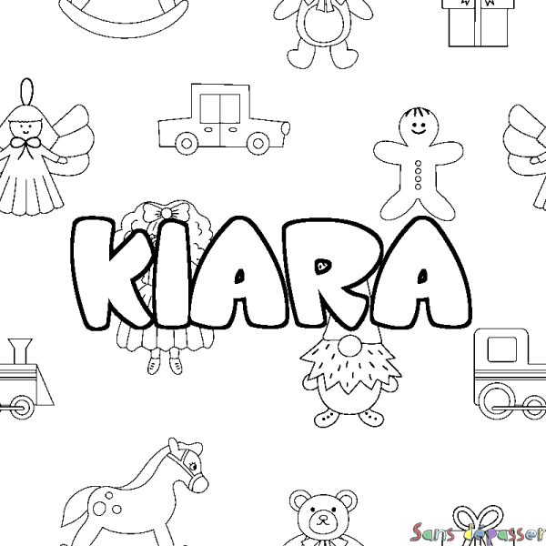 Coloriage prénom KIARA - d&eacute;cor Jouets