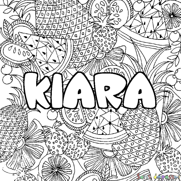 Coloriage prénom KIARA - d&eacute;cor Mandala fruits