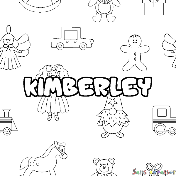 Coloriage prénom KIMBERLEY - d&eacute;cor Jouets