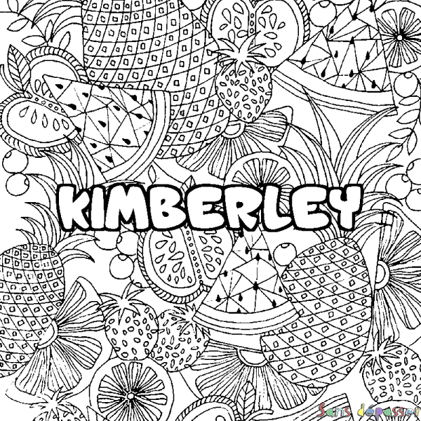 Coloriage prénom KIMBERLEY - d&eacute;cor Mandala fruits