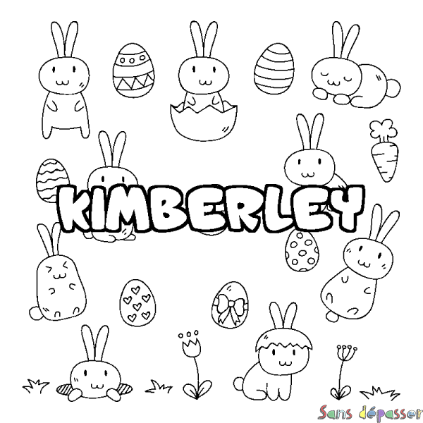 Coloriage prénom KIMBERLEY - d&eacute;cor Paques