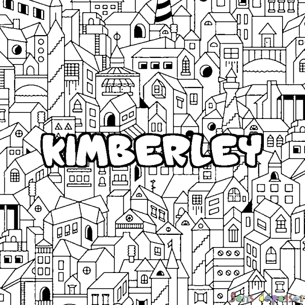 Coloriage prénom KIMBERLEY - d&eacute;cor Ville