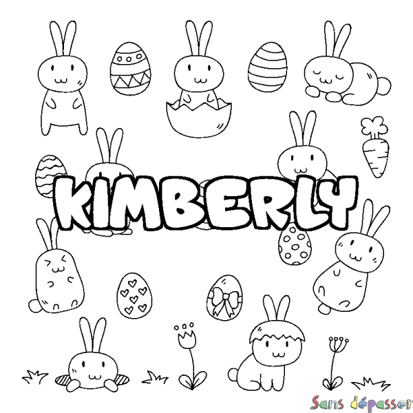 Coloriage prénom KIMBERLY - d&eacute;cor Paques