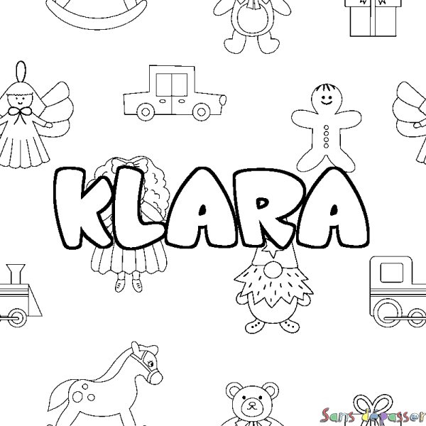 Coloriage prénom KLARA - d&eacute;cor Jouets