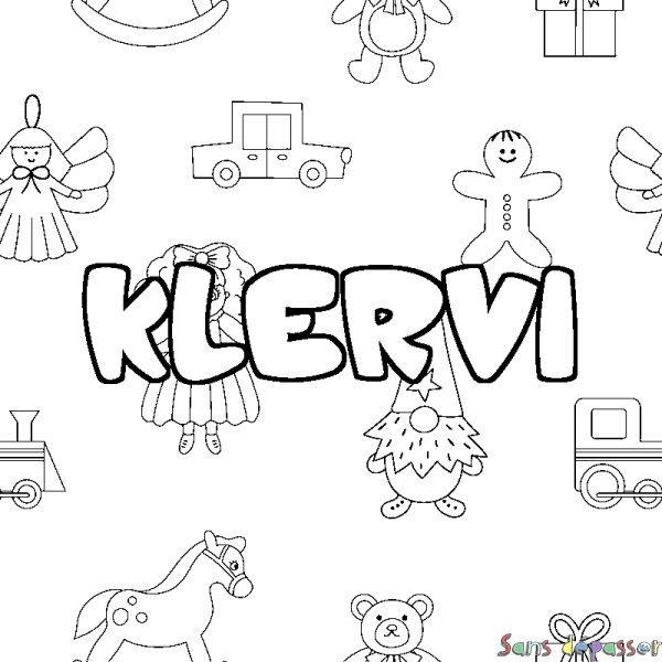 Coloriage prénom KLERVI - d&eacute;cor Jouets