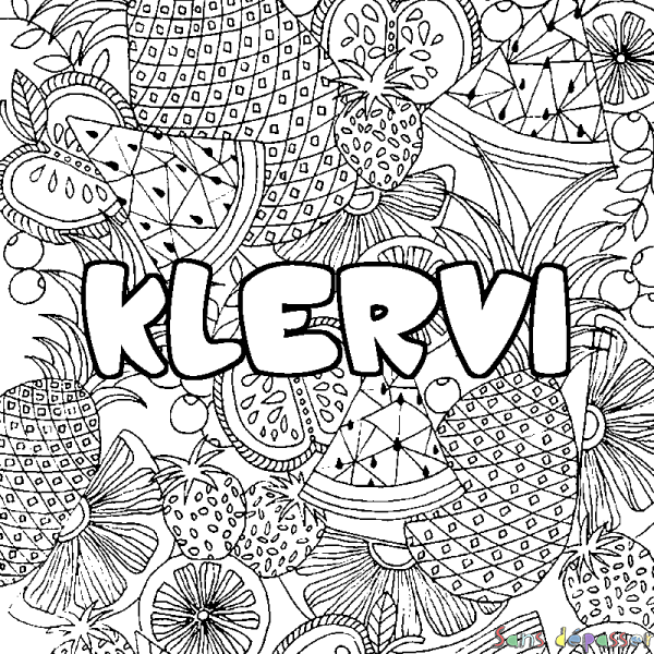 Coloriage prénom KLERVI - d&eacute;cor Mandala fruits