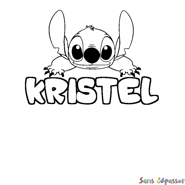 Coloriage prénom KRISTEL - d&eacute;cor Stitch