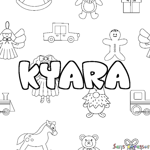 Coloriage prénom KYARA - d&eacute;cor Jouets