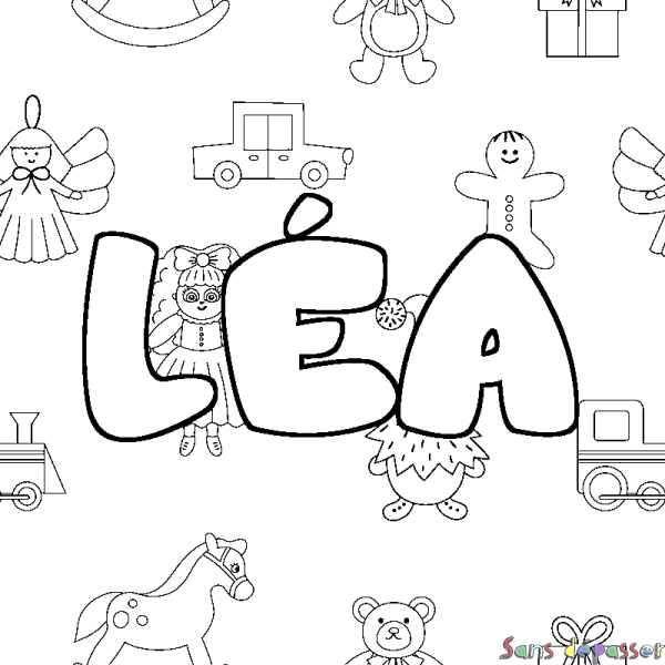 Coloriage prénom L&Eacute;A - d&eacute;cor Jouets