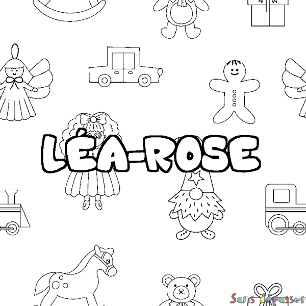 Coloriage prénom L&Eacute;A-ROSE - d&eacute;cor Jouets