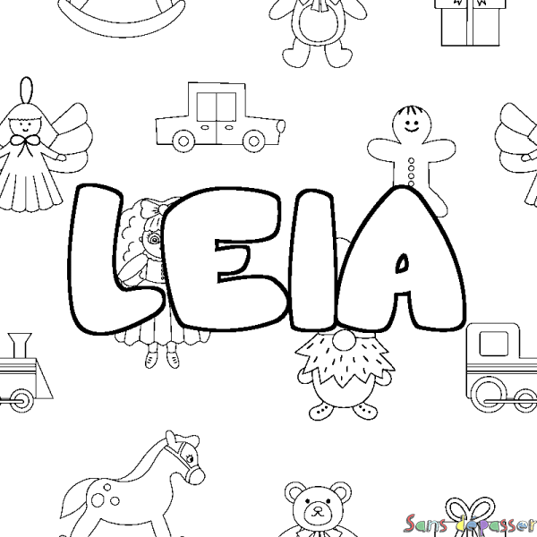 Coloriage prénom LEIA - d&eacute;cor Jouets