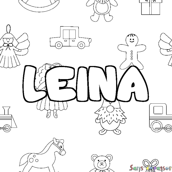 Coloriage prénom LEINA - d&eacute;cor Jouets