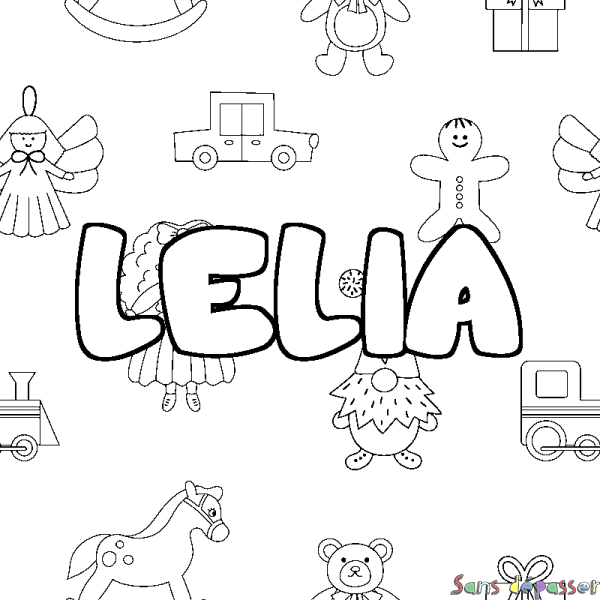 Coloriage prénom LELIA - d&eacute;cor Jouets