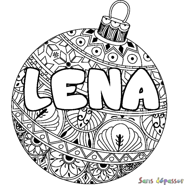 Coloriage prénom LENA - d&eacute;cor Boule de No&euml;l