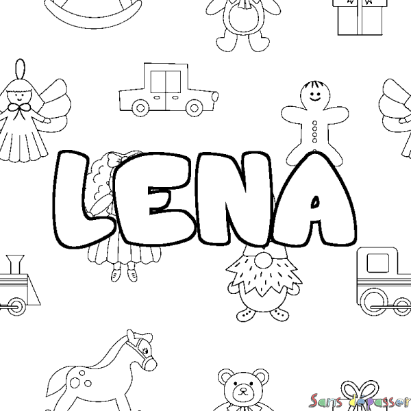 Coloriage prénom LENA - d&eacute;cor Jouets