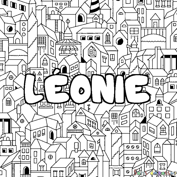 Coloriage prénom L&Eacute;ONIE - d&eacute;cor Ville