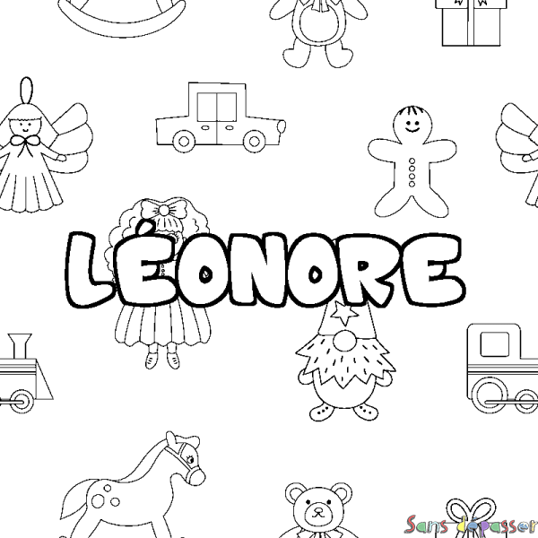 Coloriage prénom L&Eacute;ONORE - d&eacute;cor Jouets