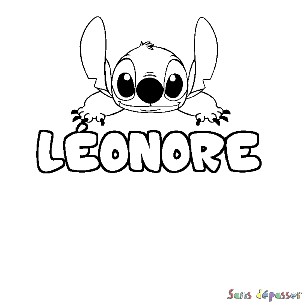 Coloriage prénom L&Eacute;ONORE - d&eacute;cor Stitch