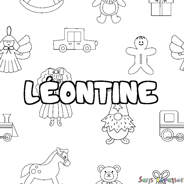 Coloriage prénom L&Eacute;ONTINE - d&eacute;cor Jouets