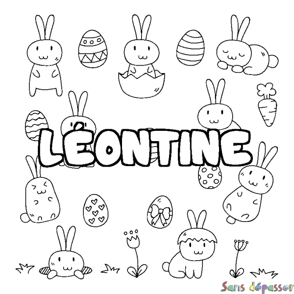 Coloriage prénom L&Eacute;ONTINE - d&eacute;cor Paques